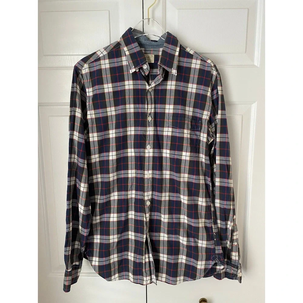J. Crew Mens S Casual Plaid Button Down Long Sleeve Lightweight Work Bundle of 4